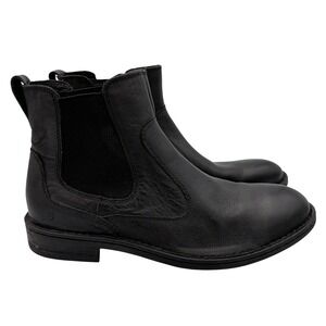 Born Mac Mens H11403 Black Leather Chelsea Boots Round Toe Lug Sole‎ Size 10M